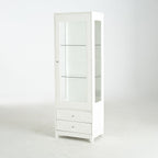 roomfitters 71'' Display Cabinet with Glass Door, Freestanding Pantry Storage Cabinet with Adjustable Shelves for Dining, White