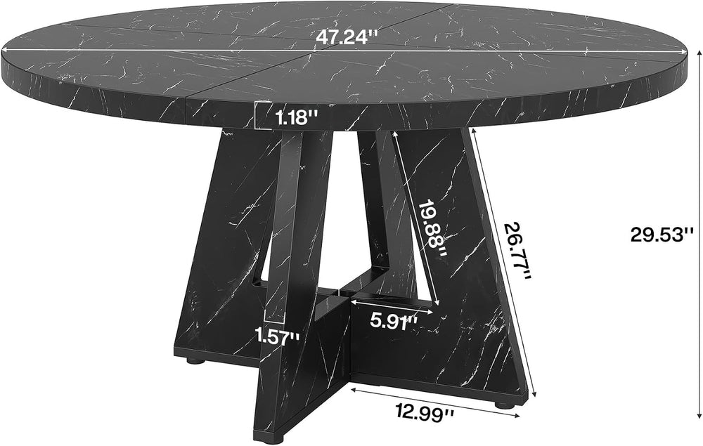 Tribesigns 47 inch Round Dining Table Wood Kitchen Table for Dining Room, 47&...
