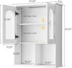 Bathroom Wall Cabinet with Lighting & Tissue Hole, Wall Mounted Glass Door Medicine Cabinet Over Toilet Storage for Laundry Room Kitchen