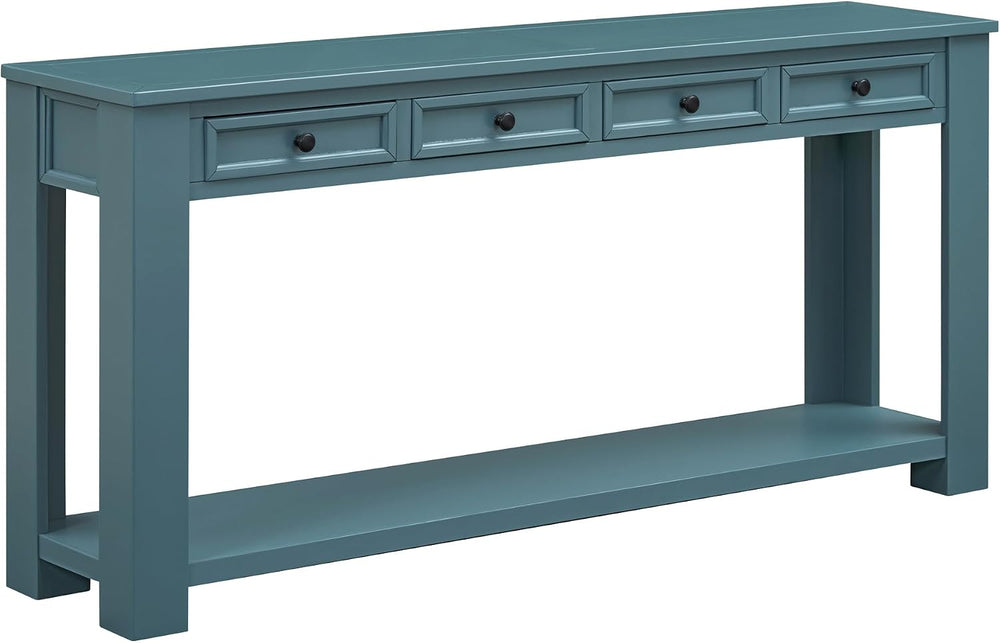 Merax Sofa Table with Storage Drawers and Bottom Shelf, Rustic Console Table ...