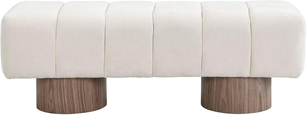 50" Upholstered Dining Bench, No-Assembly Chenille Fabric Ottoman Stool ...