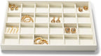 24 Grids Microfiber Jewelry Trays Ring Earrings Organizer Tray Stackable Jewelry Drawer Organizer(Beige)