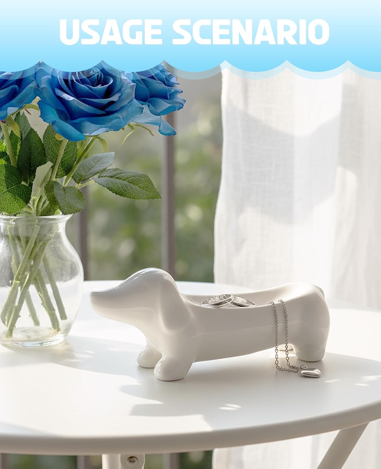 Dachshund Ring Holder, Weiner Dog Ceramic Trinket Tray for Women Men