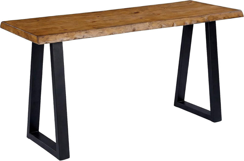 63” Solid Wood Bar Table, Commercial Grade Counter Height Table with Metal Le...