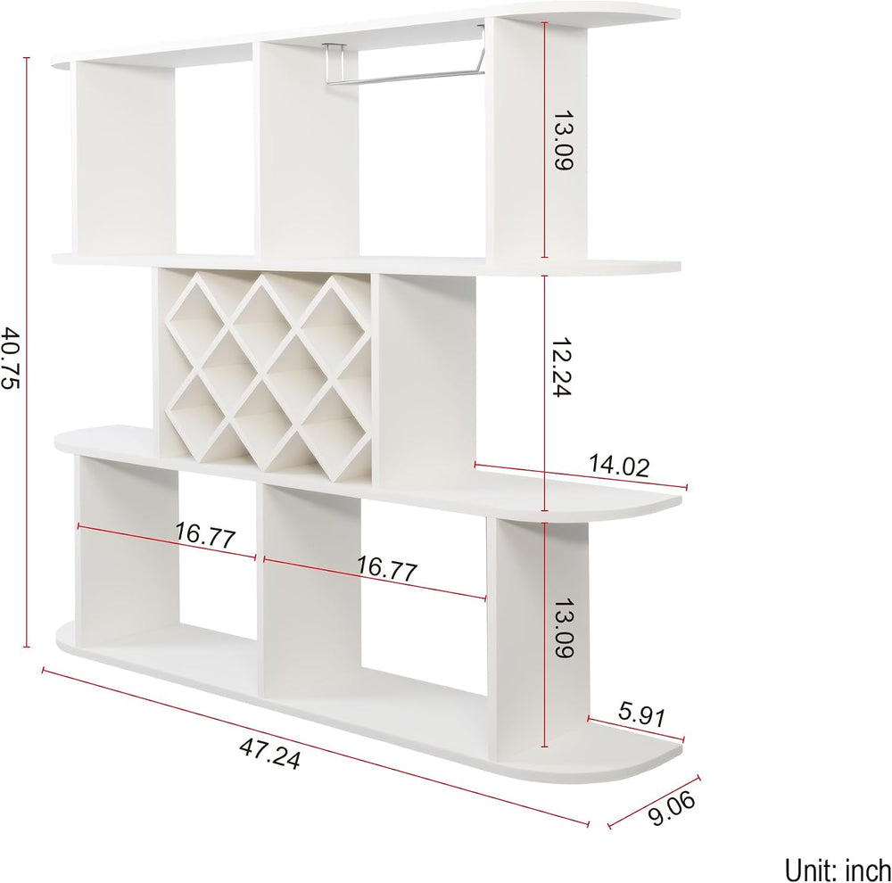 Large Wall Mounted 3 Tier Rustic Bottle Wine Rack - Multifunctional Wooden Wi...