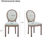 Nrizc French Country Dining Chairs Set of 2, Farmhouse Dining Chairs with Round Button Back, Solid Wood Legs, Oval Side Chairs for Kitchen/Bedroom/Dining Room