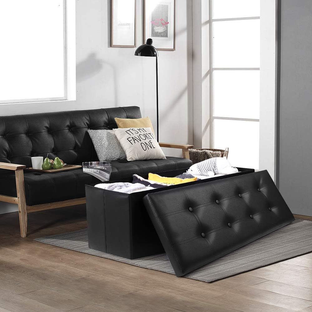 Camabel 43 Inch Folding Storage Ottoman Bench 125L Hold up 700lbs Ottoman wit...