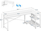 Casaottima L Shaped Computer Desk, 55 Inch Small Corner Desk with Storage Shelves & PC Stand, Reversible Gaming Desk for Bedroom, Modern Writing Study Table for Home Office, White