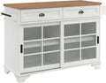 Walker Edison Carolina Modern Free-Standing 48 Inch Kitchen Island with Drawers, White