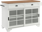 Walker Edison Carolina Modern Free-Standing 48 Inch Kitchen Island with Drawers, White