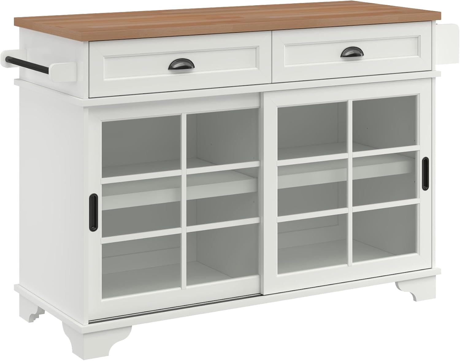 Walker Edison Carolina Modern Free-Standing 48 Inch Kitchen Island with Drawers, White