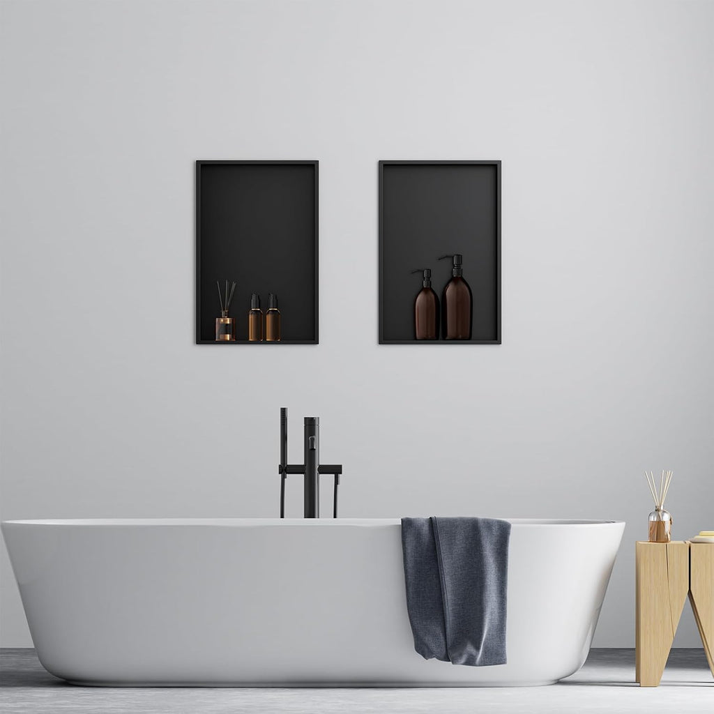 Achelous Stainless Steel Insert Shower Niche 18" X 12" NO Tile Needed, Bathroom Wall Niche Recessed Shower Shelf Organizer, Wall-inserted Niche Recessed Shower Caddy, Matte Black