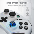 ISHAKO Wireless PC Controller – Gaming Controller with Hall Effect Joysticks, 3-Stage Hall Triggers, 1200mAh Battery, 1000Hz Polling, 4 Back Buttons, RGB Lighting, 1200mAh Battery – Works with Windows, Mac, Steam, Luna, Tesla, iOS, Android, Switch- White