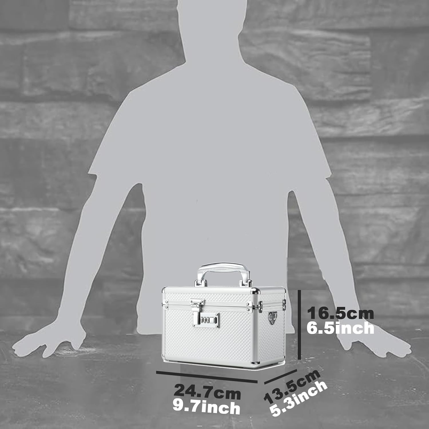 Storage Lock Box with Combination code, Lockable Medicine Storage Case, Empty First Aid Box, Security Lock Box, Multipurpose Lockbox for Home and Outdoor Use (Silver, Small)
