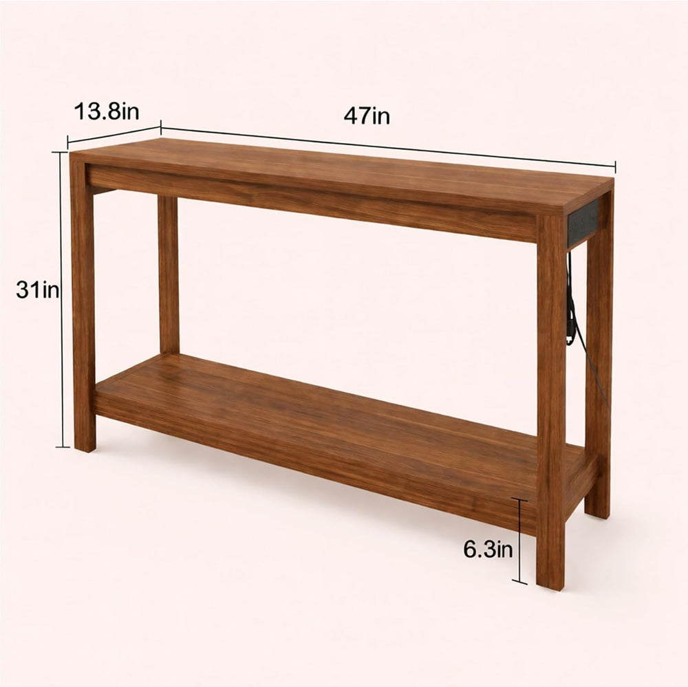 47" Entryway Table, Narrow Console Sofa Table, with Outlets and USB-C Po...