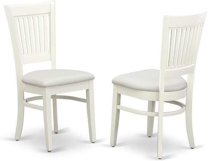 East West Furniture VAVA9-LWH-C 9 Piece Dining Set Includes an Oval Dining Room Table with Butterfly Leaf and 8 Linen Fabric Upholstered Kitchen Chairs, 40x76 Inch, Linen White