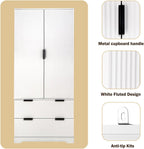 ZeHuoGe 72" Modern Fluted Kitchen Pantry Cabinet with 2 Large Drawers & 8-Door Spice Rack, Freestanding Storage Organizer for Bathroom, Dining Room, Office, Entryway (White)