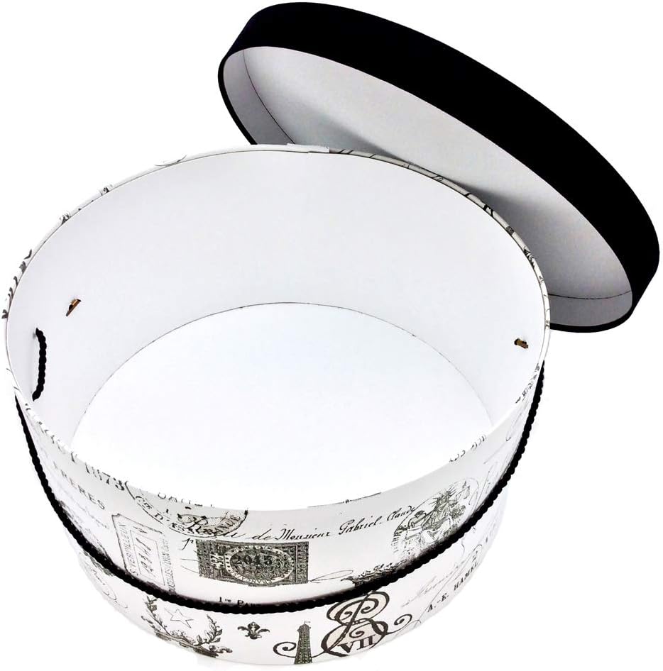 Sarah's Hat Boxes Classic Paris Hat Box – 14.75" x 7.5" (Dia. x Ht.) Handmade in USA – Odorless Non-Toxic Adhesive, Cording Handle – Premium Storage for Hats & Accessories