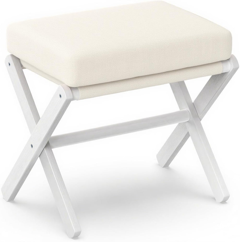 BAMBOOHOMIE Foldable Foot Stool Ottoman, Modern Foot Rest with Bamboo X Legs ...