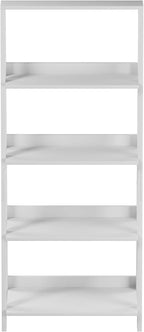 4-Tier Ladder Bookshelf - Freestanding Shelved Bookcase with X-Back Frame and Leaning Look - Display Shelves for Home or Office by Lavish Home (White)