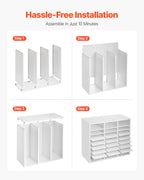 VEVOR Literature Organizer, 24 Compartments Office Mailbox with Adjustable Shelves, Wooden Mailbox Sorter Medium Density Fiberboard Office Home Classroom Storage for Files, Documents, Papers, White