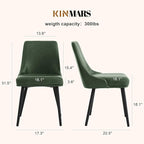 Modern Upholstered Dining Chairs Set of 2 with Thick Seat Cushion and Curved Back, Synthetic Leather Mid-Century Dinner Chair for Kitchen, Dining Room,Cafe (Faux Leather-Green, Set of 2)