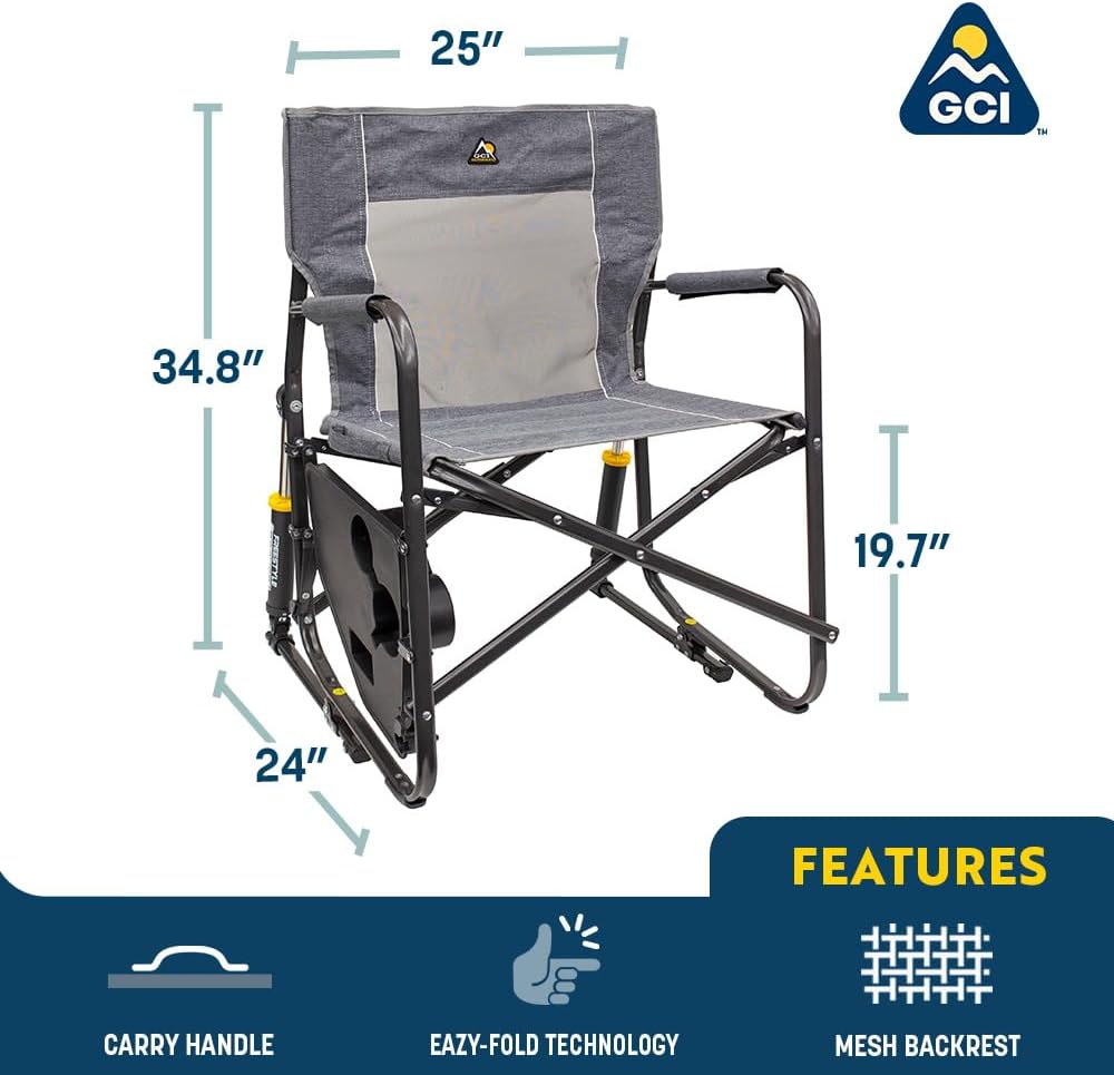 GCI OUTDOOR Freestyle Rocker with Side Table Camping Chair | Portable Folding...