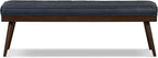 Poly & BARK 55" Tufted Leather Bed Bench for Bedroom End of Bed - Living Room Entry Way Bench - Pure Italian Leather Upholstery with a Solid Wood Frame - Ottoman Bench with Wooden Legs - Deepsky Blue