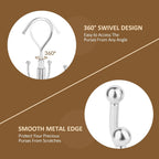 ZEDODIER Purse Hanger Organizer for Closet, Rotatable Sturdy Purses Holder Holds 8 Bags, Metal Space Saving Closet Organizers and Storage, Silver