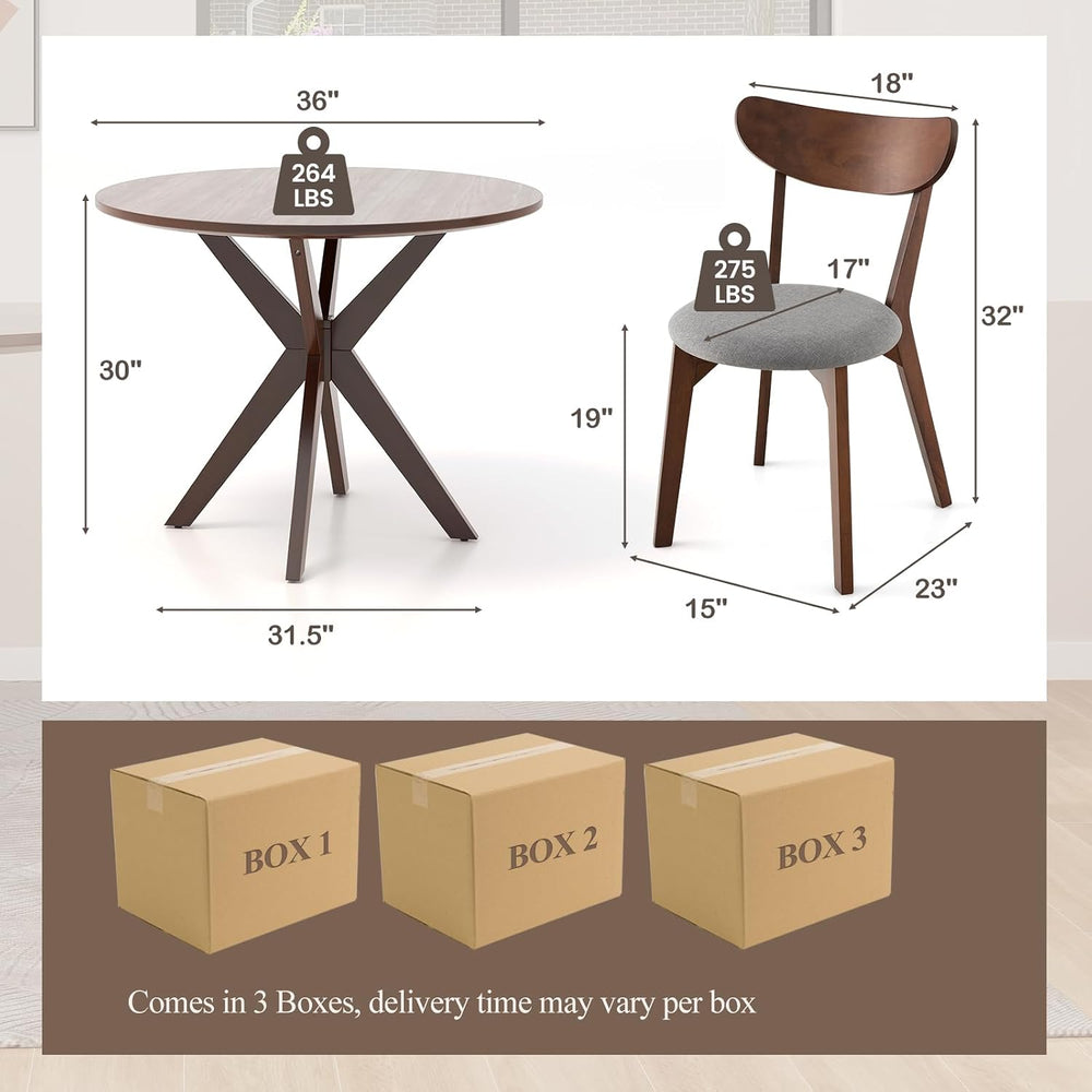 ERGOMASTER 5-Piece Dining Table Set for 4, 36" Kitchen Round Table with ...