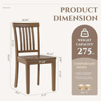 COLAMY Wooden Dining Chairs Set of 4, Solid Rubberwood Kitchen & Dining Room Chairs, Farmhouse Rustic Side Chairs for Dining Table, Anti-Slip Protection, Classic Windsor Style Seating, Oak Light Brown