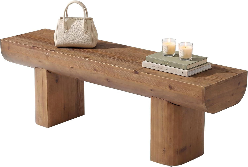 55'' Solid Wood Entryway Bench, Farmhouse Wood Dining Bench, Rustic E...