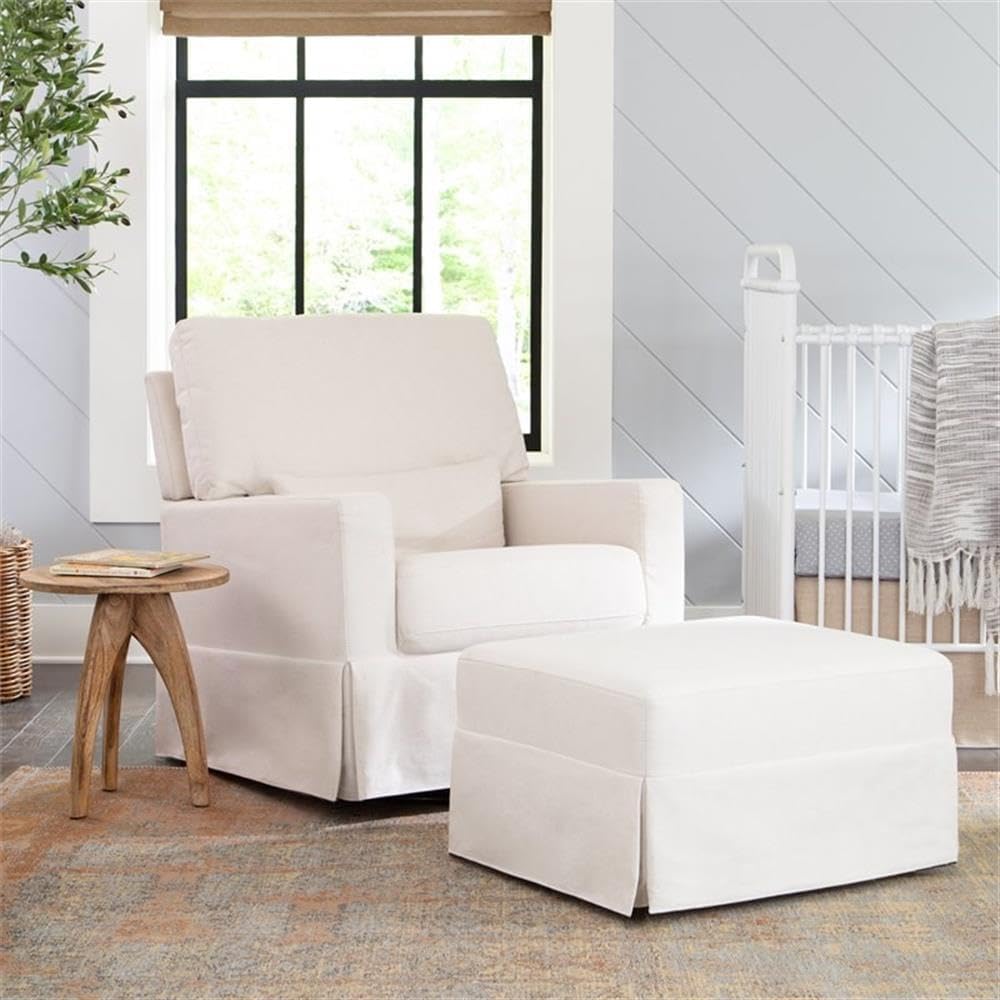 Namesake Gliding Ottoman in Performance Cream Eco-Weave, Water Repellent &amp...