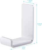 Weewooday 4 Pieces Headphone Hanger Holder Desk Adhesive Headphone Hook Wall Mount Headset Stand Acrylic Holder with Glues for General Purpose Game Earphone(White)