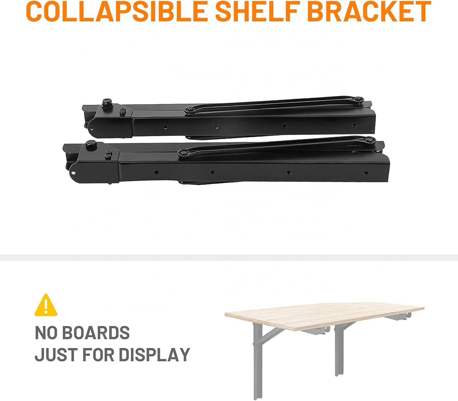 Wallmaster 24inch Folding Shelf Brackets Garage Heavy Duty Steel Max Load 500lb Floating Wall Mounted Collapsible Shelf Bracket Space Saving (Pack of 2, No Board)