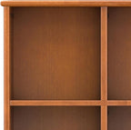 SIMPLIHOME Draper Bookcase - 58 inch Tall 9-Cube Solid Hardwood Cube Organizer with Drawers in Teak Brown, Mid-Century Storage for Living Room, Entryway or Bedroom with Cubbies and Angled Legs