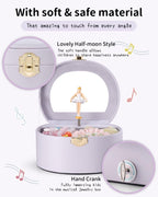 VLANDO Musical Jewelry Box for Girls, Arc Design with Spinning Ballerina | Large Compartment for Small Treasures, Plays Canon Melody, Built-In Mirror and Soft Carry Handle, Birthday Christmas Gift