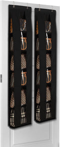 Lirex Over the Door Organizer, 2 Pack Handbag Storage with 6-Tier Space-Saving for Door or Closet, Handbag Hanger, Black