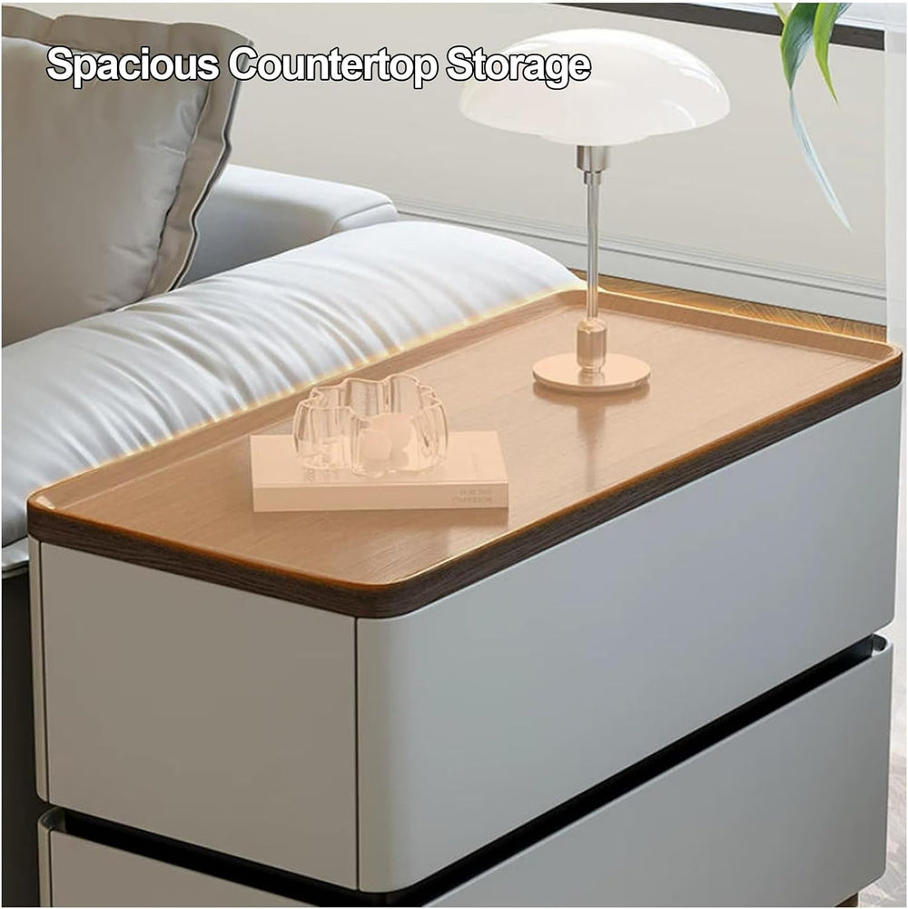 31.5" Modern Narrow Side Table for Sofa Bedside Nightstand with 2 Storag...
