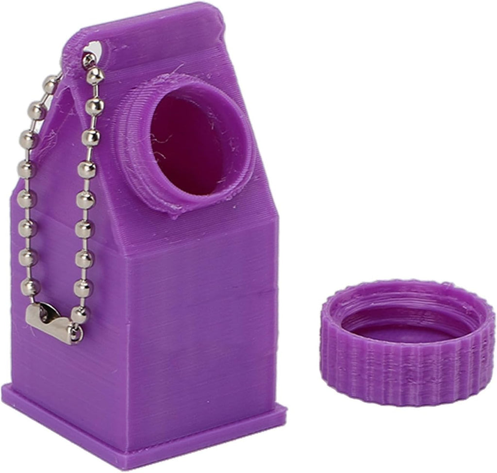 TOPINCN Milk Carton Box Keychain,Tolerant Holder Milk Carton Keychain Holder Mini Lactose Intolerance Pills Case Keychain Container (Purple)