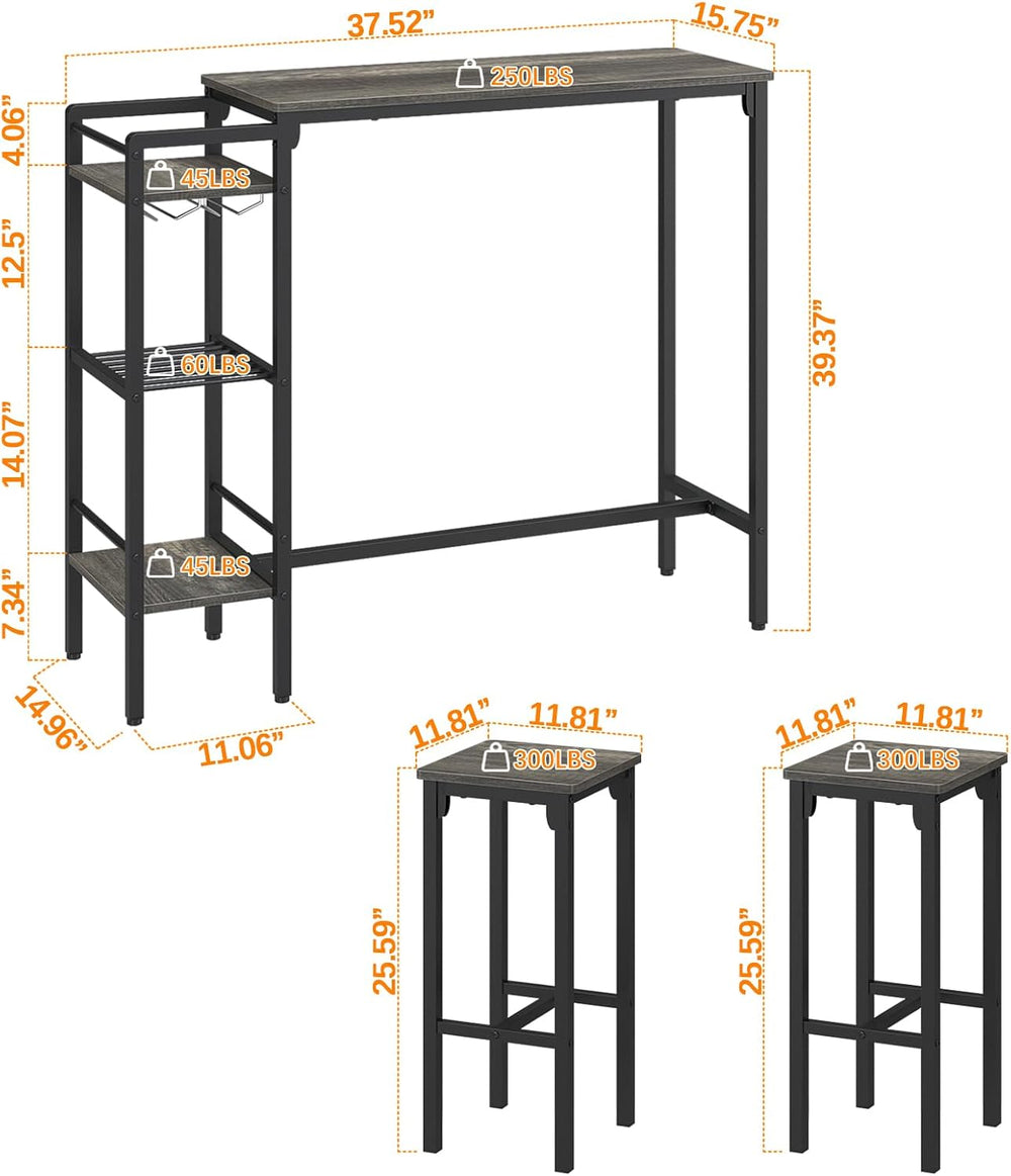 Weehom Bar Table and Chairs Set for Small Kitchens and Apartments - Space-Sav...
