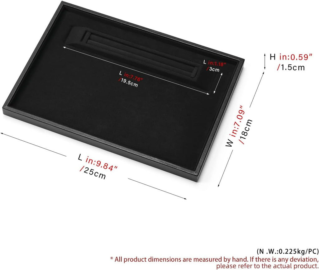 Oirlv Black Velvet Jewelry Display Tray 9.84"x7.09" | Black Velvet Tray, Soft Plush Surface, Elegant Black Finish, Perfect for Jewelry Display and Organization