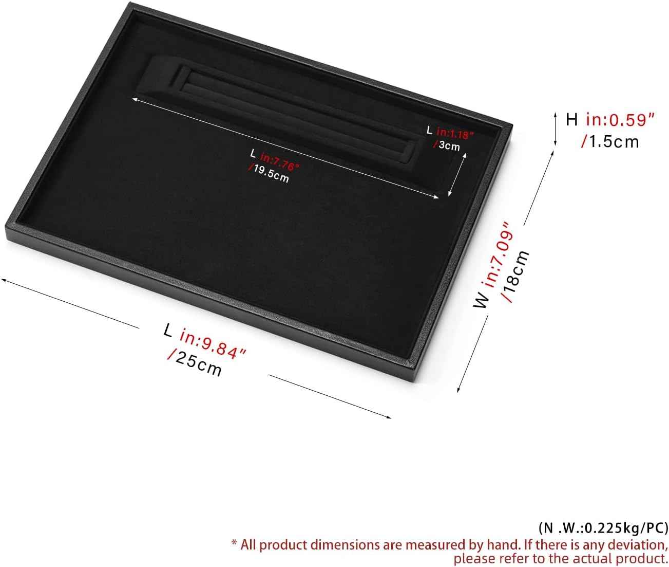 Oirlv Black Velvet Jewelry Display Tray 9.84"x7.09" | Black Velvet Tray, Soft Plush Surface, Elegant Black Finish, Perfect for Jewelry Display and Organization