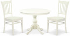 East West Furniture HBGR3-LWH-W 3 Piece Kitchen Table Set for Small Spaces Contains a Round Dining Table with Pedestal and 2 Dining Room Chairs, 42x42 Inch, Linen White