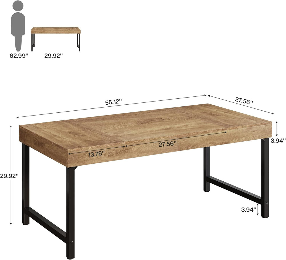 Tribesigns Farmhouse Dining Table for 4-6 People, 55 Inches Industrial Rectan...