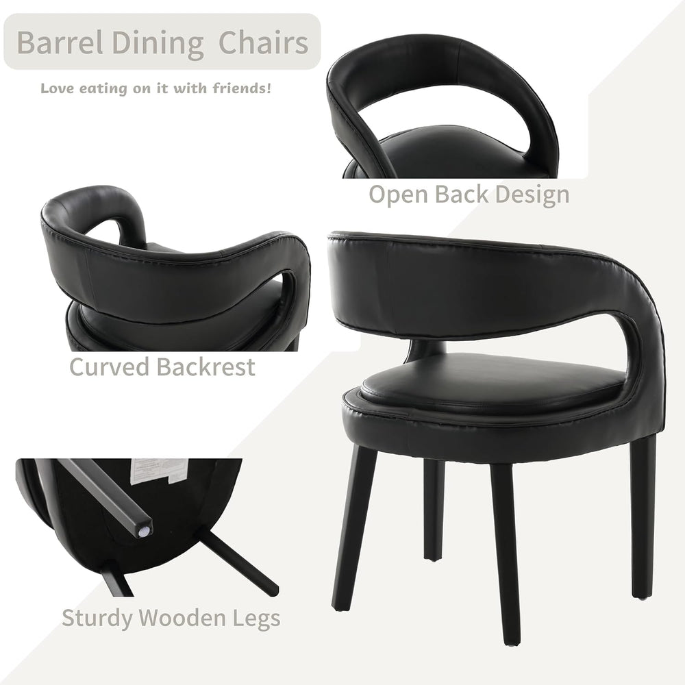 Shunzhi Black PU Leather Dining Chairs Set of 4, Modern Upholstered Dining Ro...