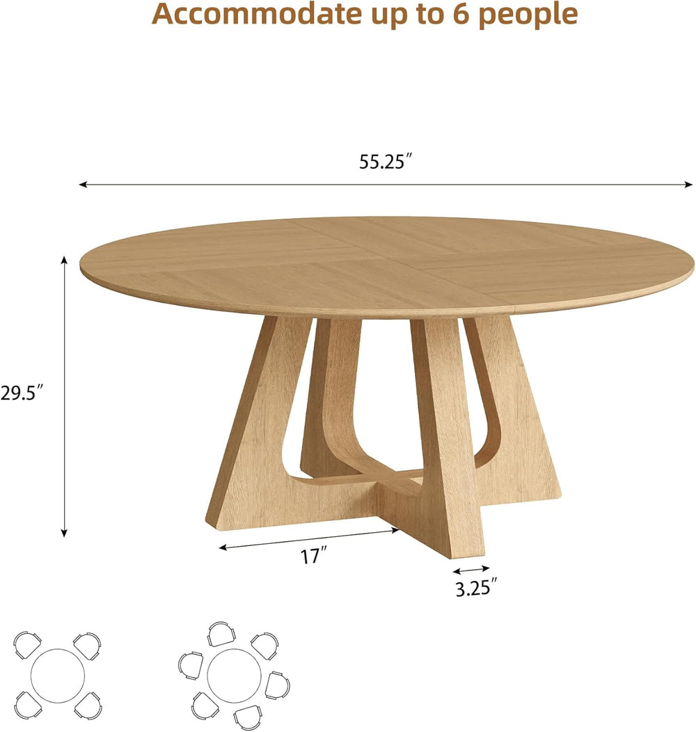 55.25" Round Dining Table for 4-6 People, Farmhouse Circle Kitchen Table...