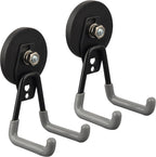 ULIBERMAGNET Heavy Duty Magnetic Hooks,Strong Large Magnet Hooks for Power Drill,Garden Tools, Hose,Pegboard,Garage, Workshop,2 Pack Magnetic Storage Hooks for Indoor Outdoor Hanging(Gray)