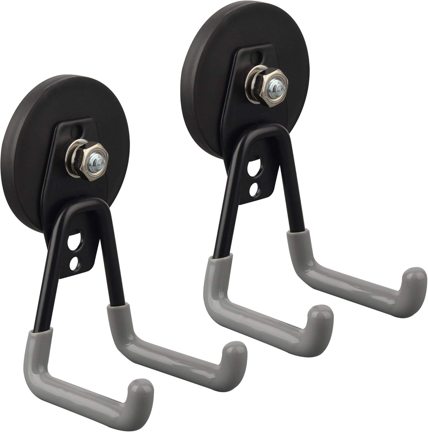 ULIBERMAGNET Heavy Duty Magnetic Hooks,Strong Large Magnet Hooks for Power Drill,Garden Tools, Hose,Pegboard,Garage, Workshop,2 Pack Magnetic Storage Hooks for Indoor Outdoor Hanging(Gray)