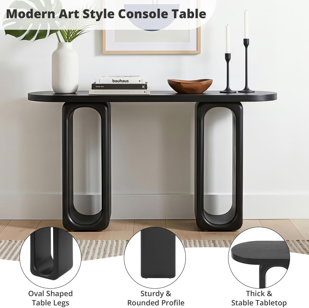 50" Modern Console Table with Oval Cutout Legs, Entryway Table with Wood...